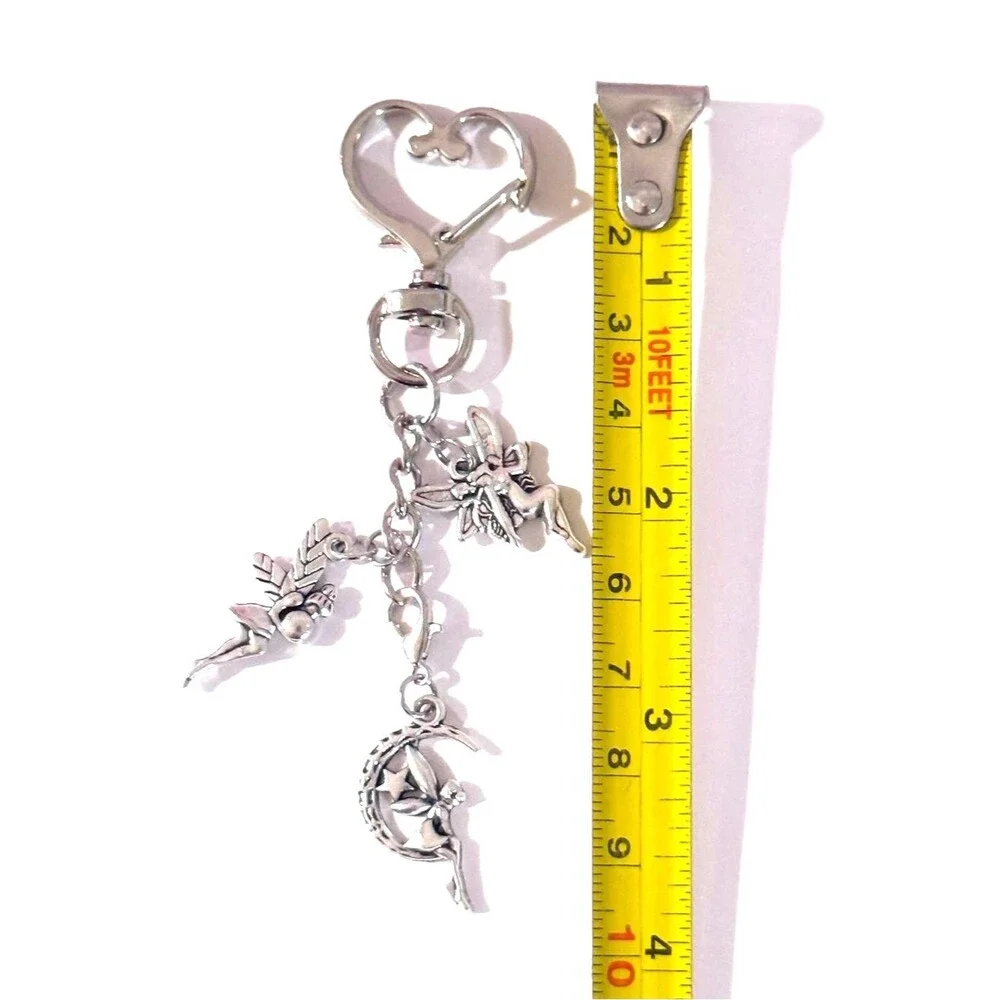 NWT Silver Fairy & Moon Charm Keychain/ Bag Charm- Handmade